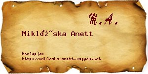 Miklóska Anett névjegykártya